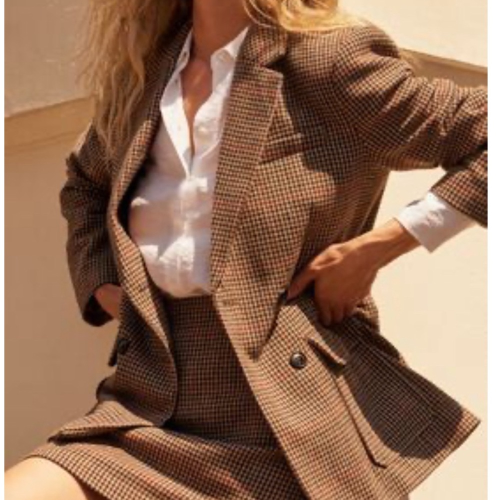 Dynamite Brown Plaid Skirt